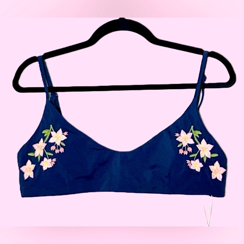 NWT Andie X Fanm Mon Embroidered Floral Molokai Bikini Top, Multicolored, XL
